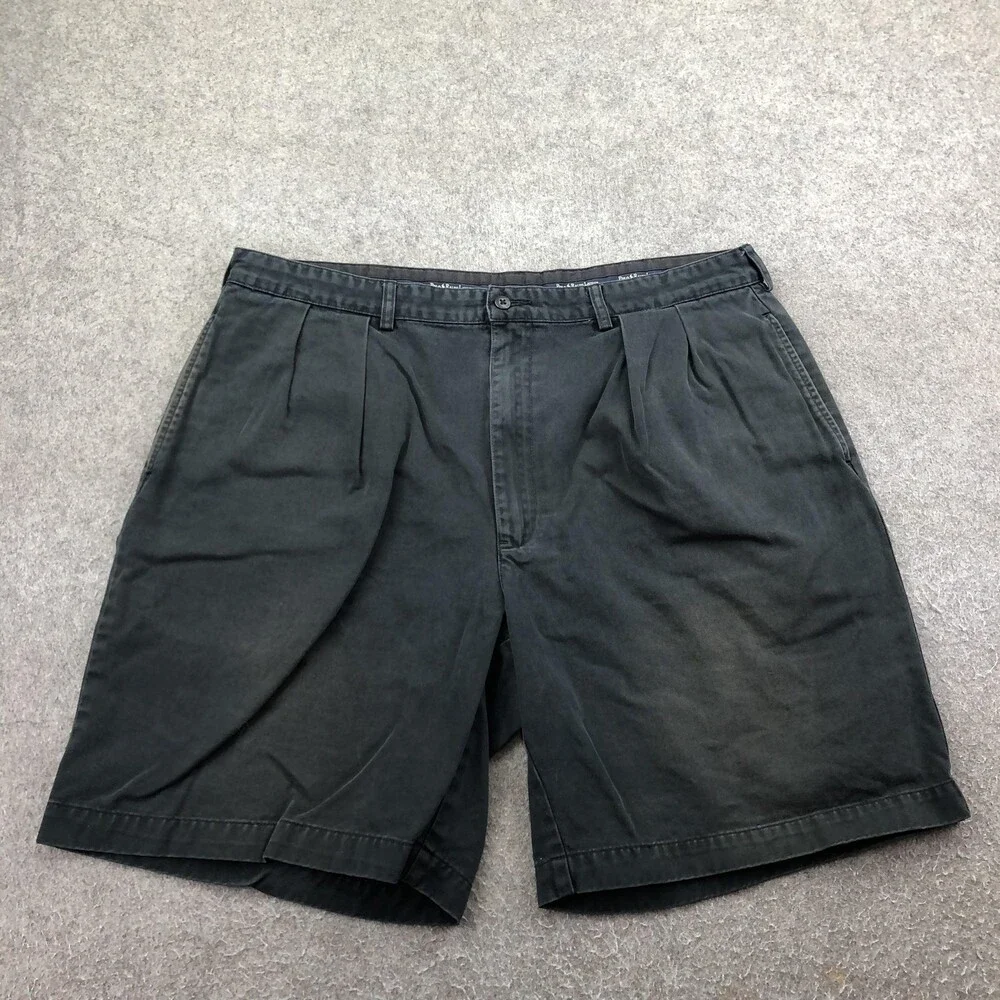 Vintage Polo Ralph Lauren Shorts Mens 40 Gray Chino Pleated 10 Inseam Casual